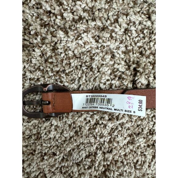 Fossil Belt Women's S Rivet Multi Colored Brown Leather Sectioned Metal Buckle - Picture 8 of 12